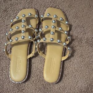 Elegant Studded Sandals in Tan